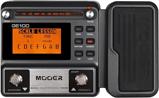 MOOER GE100 Multi-Effects Guitar Pedal with 80 Presets, 66 Effects, Loop and Expression Volume Pedal, Tap Tempo, Headphone Out