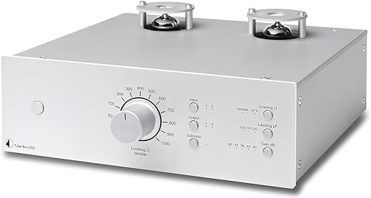 Pro-Ject Tube Box DS2, MM/MC Phono Preamp with Tube Assembly and High-End Sound Quality, Silver