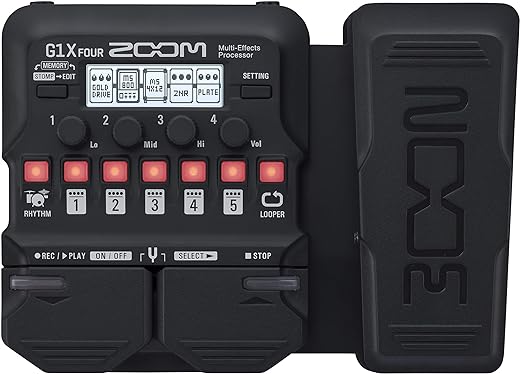 Zoom G1X FOUR Guitar Multi-Effects Processor with Expression Pedal, With 70+ Built-in Effects, Amp Modeling, Looper, Rhythm Section, Tuner, Battery Powered